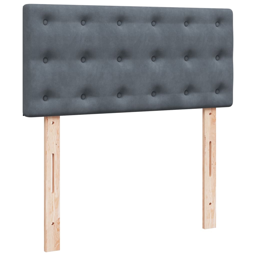 Pat box spring cu saltea, gri închis, 90x200 cm, catifea GartenMobel Dekor