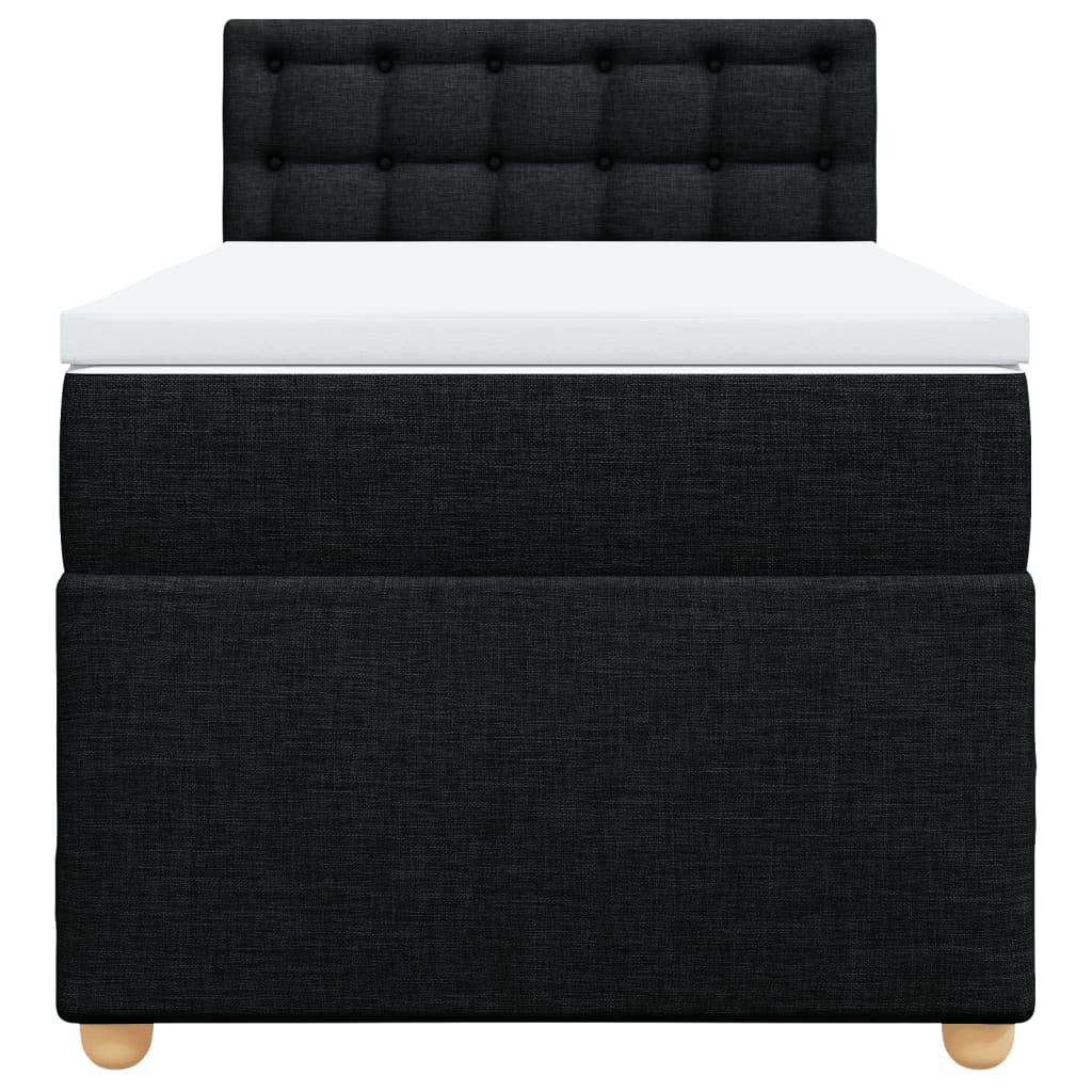 Pat box spring cu saltea, negru, 90x190 cm, textil GartenMobel Dekor