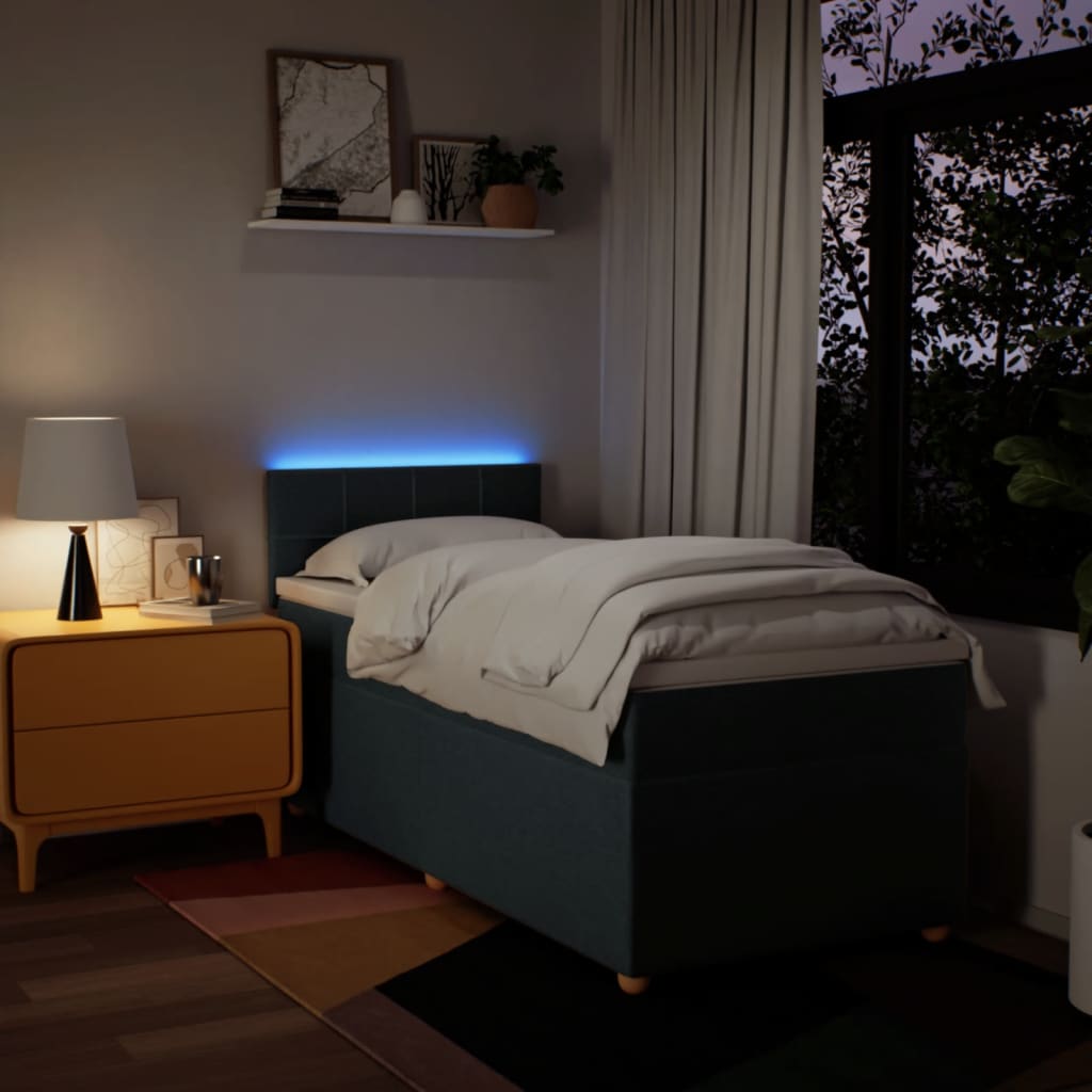 Pat box spring cu saltea, albastru, 90x190 cm, textil GartenMobel Dekor