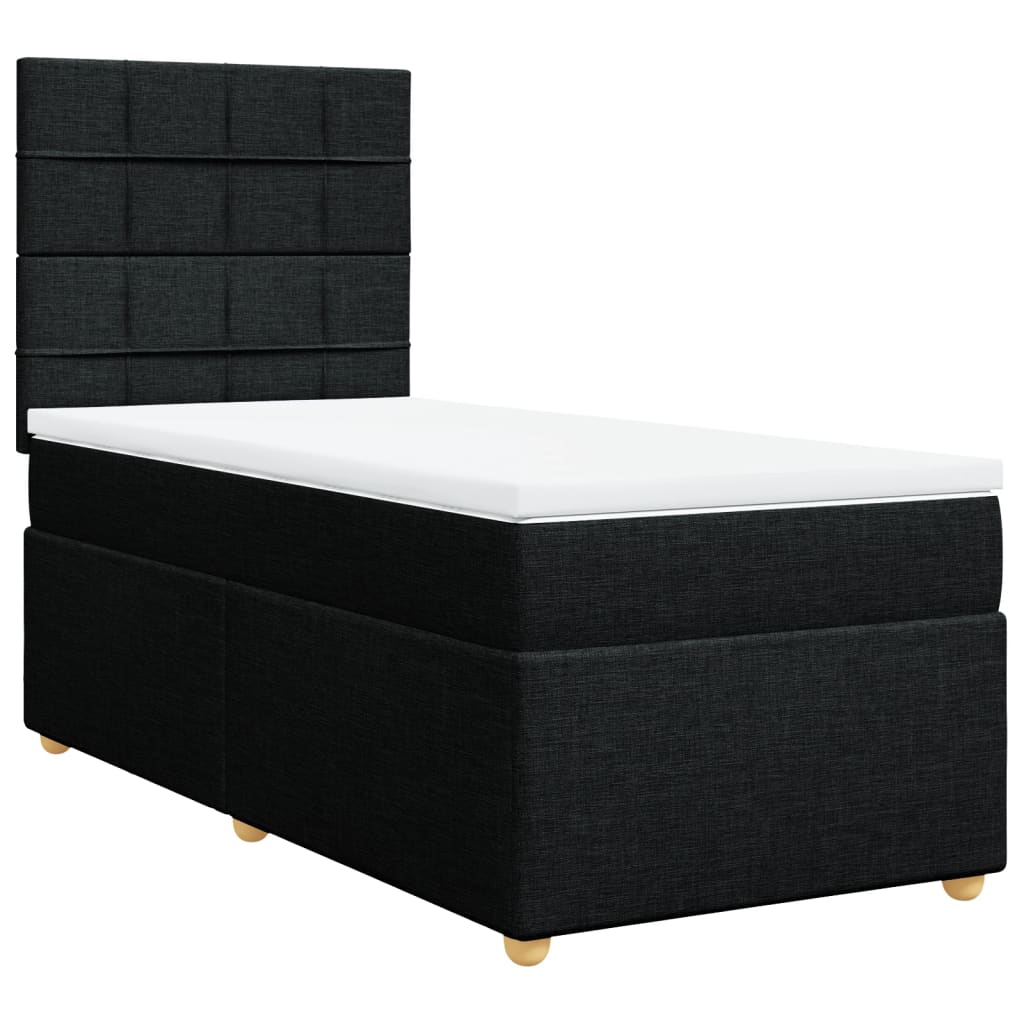 Pat box spring cu saltea, negru, 90x190 cm, textil GartenMobel Dekor