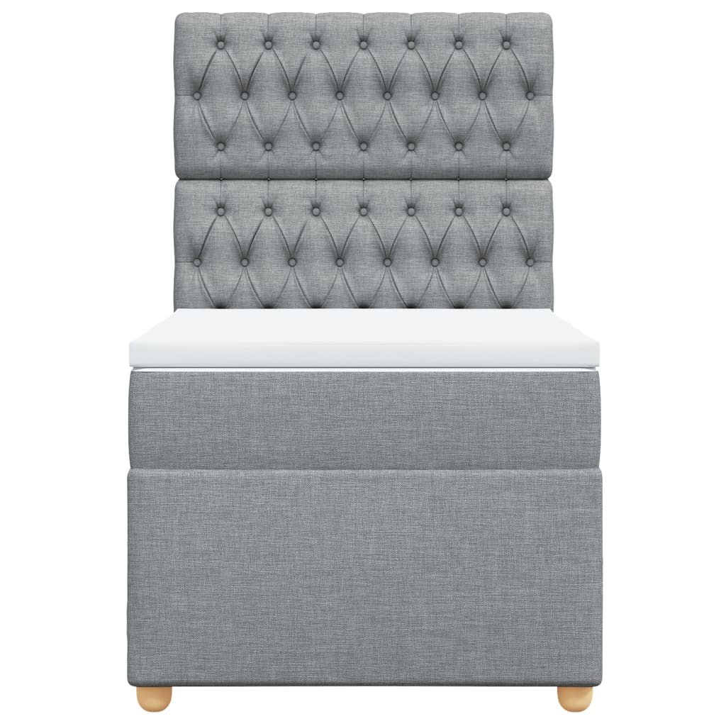 Pat box spring cu saltea, gri deschis, 100x200 cm, textil GartenMobel Dekor