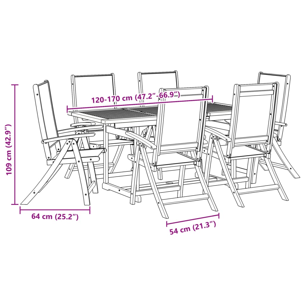 Set mobilier de grădină, 7 piese, lemn masiv acacia/textilenă GartenMobel Dekor