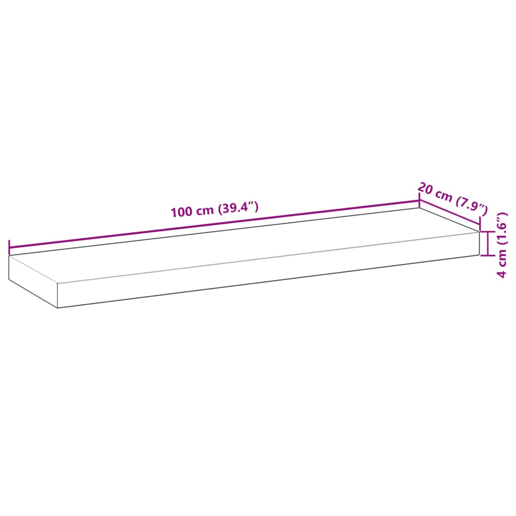 Rafturi plutitoare 2 buc. 100x20x4cm lemn masiv acacia netratat GartenMobel Dekor