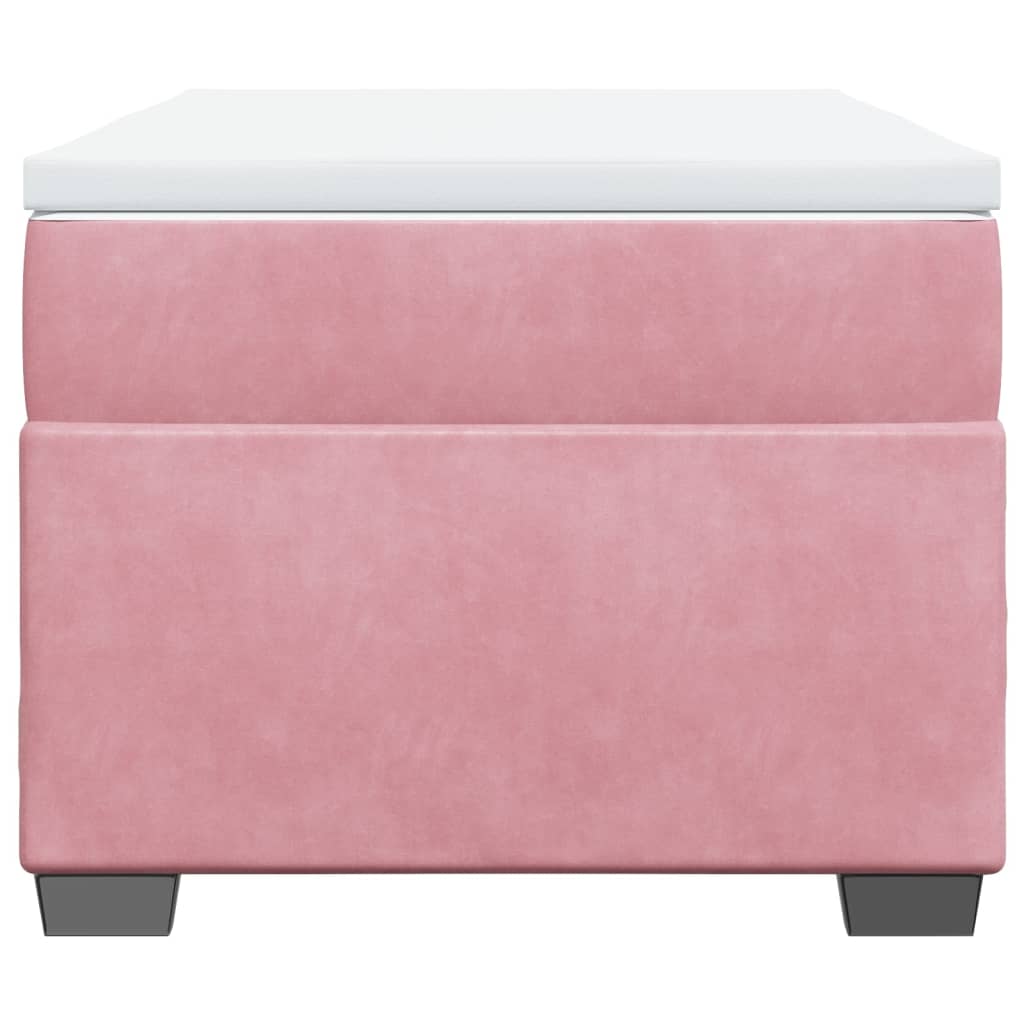 Pat box spring cu saltea, roz, 90x190 cm, catifea GartenMobel Dekor