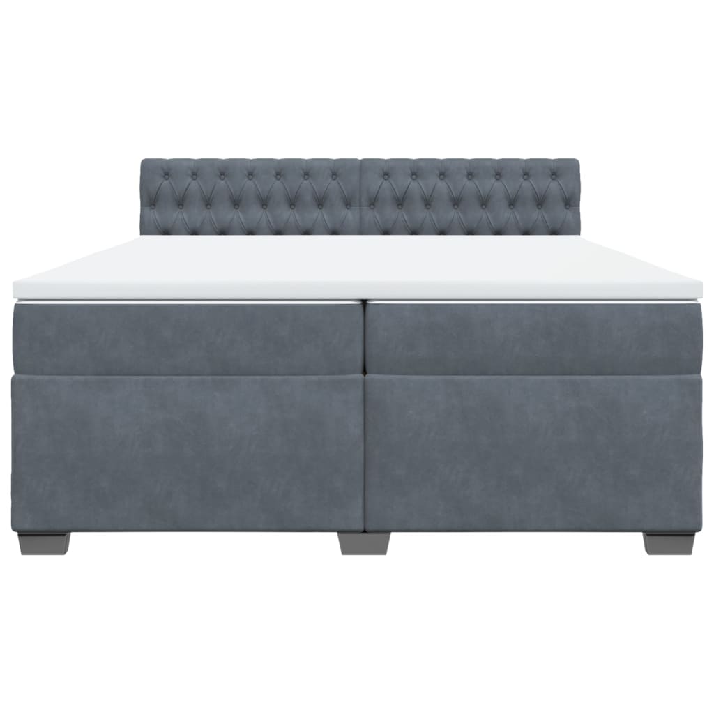 Pat box spring cu saltea, gri închis, 200x200 cm, catifea GartenMobel Dekor