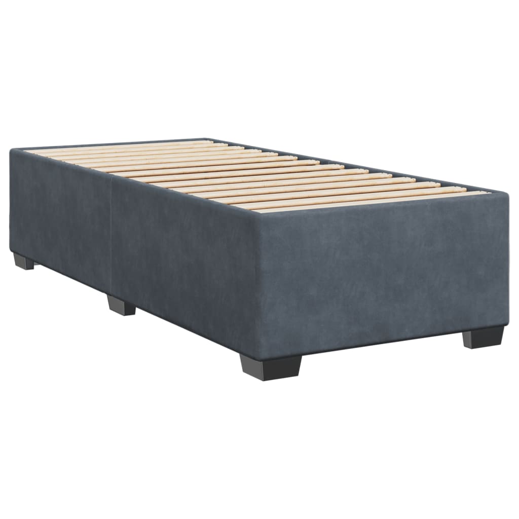 Pat box spring cu saltea, gri închis, 80x200 cm, catifea GartenMobel Dekor