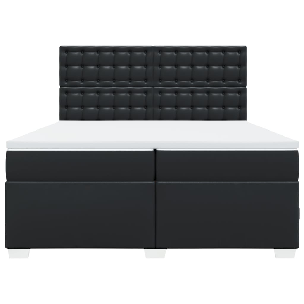 Pat box spring cu saltea, negru, 200x200 cm, piele ecologică GartenMobel Dekor