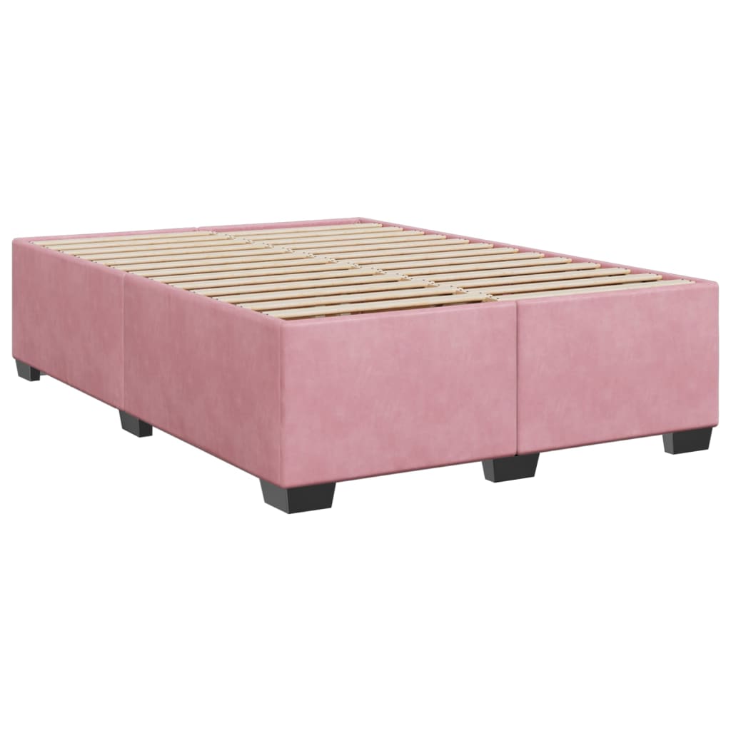 Pat box spring cu saltea, roz, 160x200 cm, catifea GartenMobel Dekor