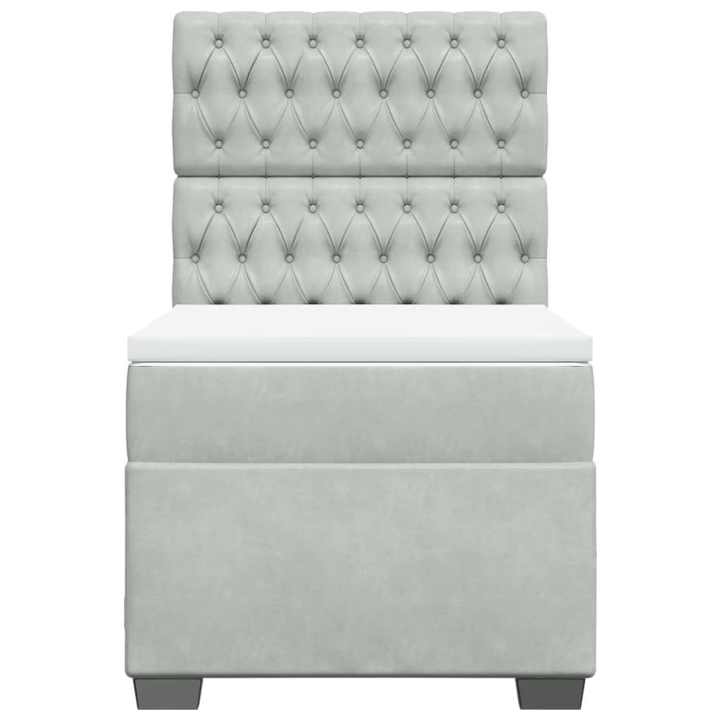 Pat continental cu saltea, gri deschis, 80x200 cm, catifea GartenMobel Dekor