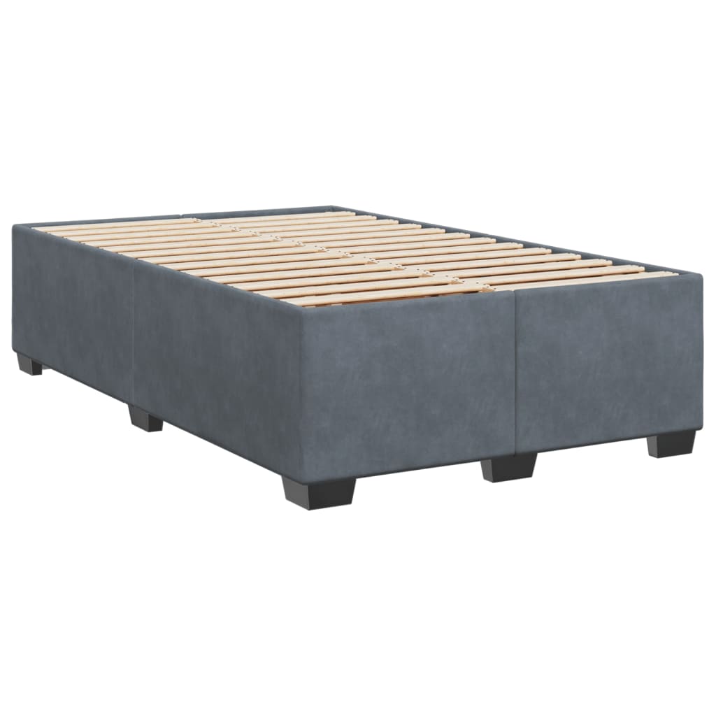 Pat box spring cu saltea, gri închis, 120x200 cm, catifea GartenMobel Dekor