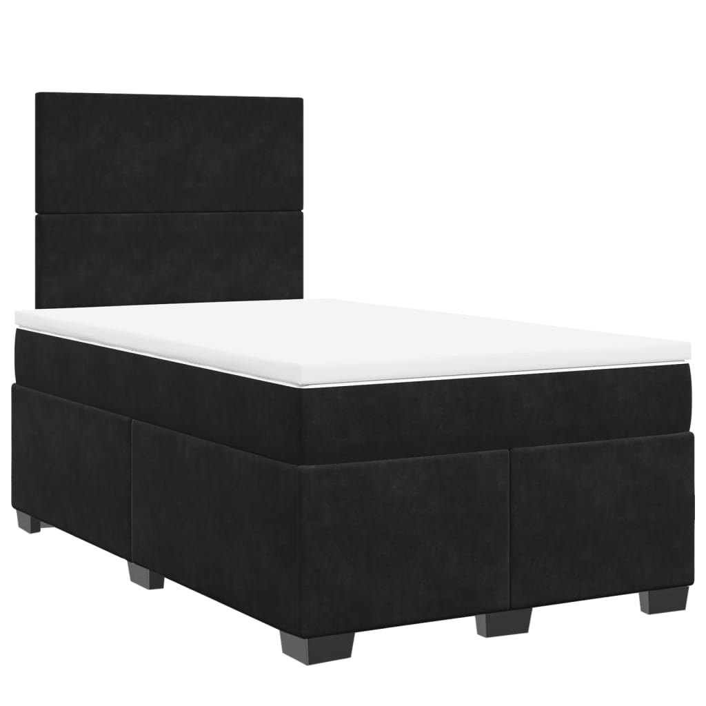 Pat box spring cu saltea, negru, 120x190 cm, catifea GartenMobel Dekor