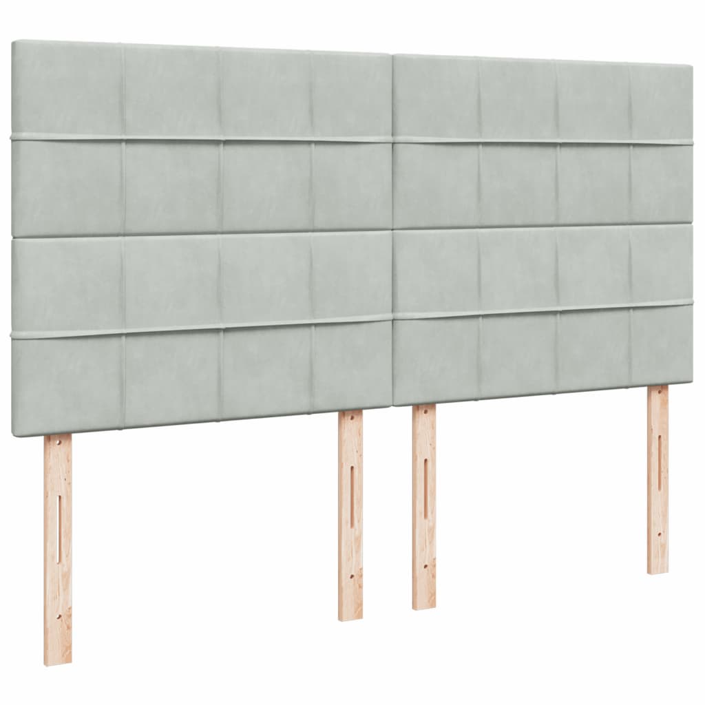 Pat box spring cu saltea, gri deschis, 200x200 cm, catifea GartenMobel Dekor