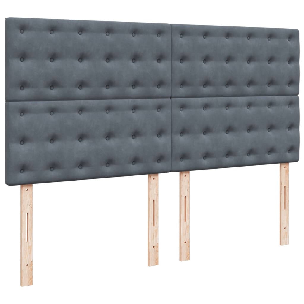 Pat box spring cu saltea, gri închis, 200x200 cm, catifea GartenMobel Dekor