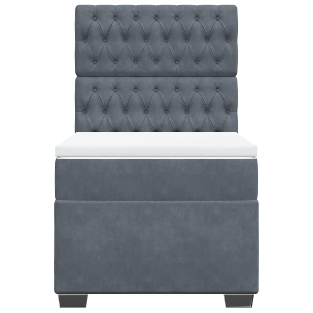 Pat box spring cu saltea, gri închis, 80x200 cm, catifea GartenMobel Dekor