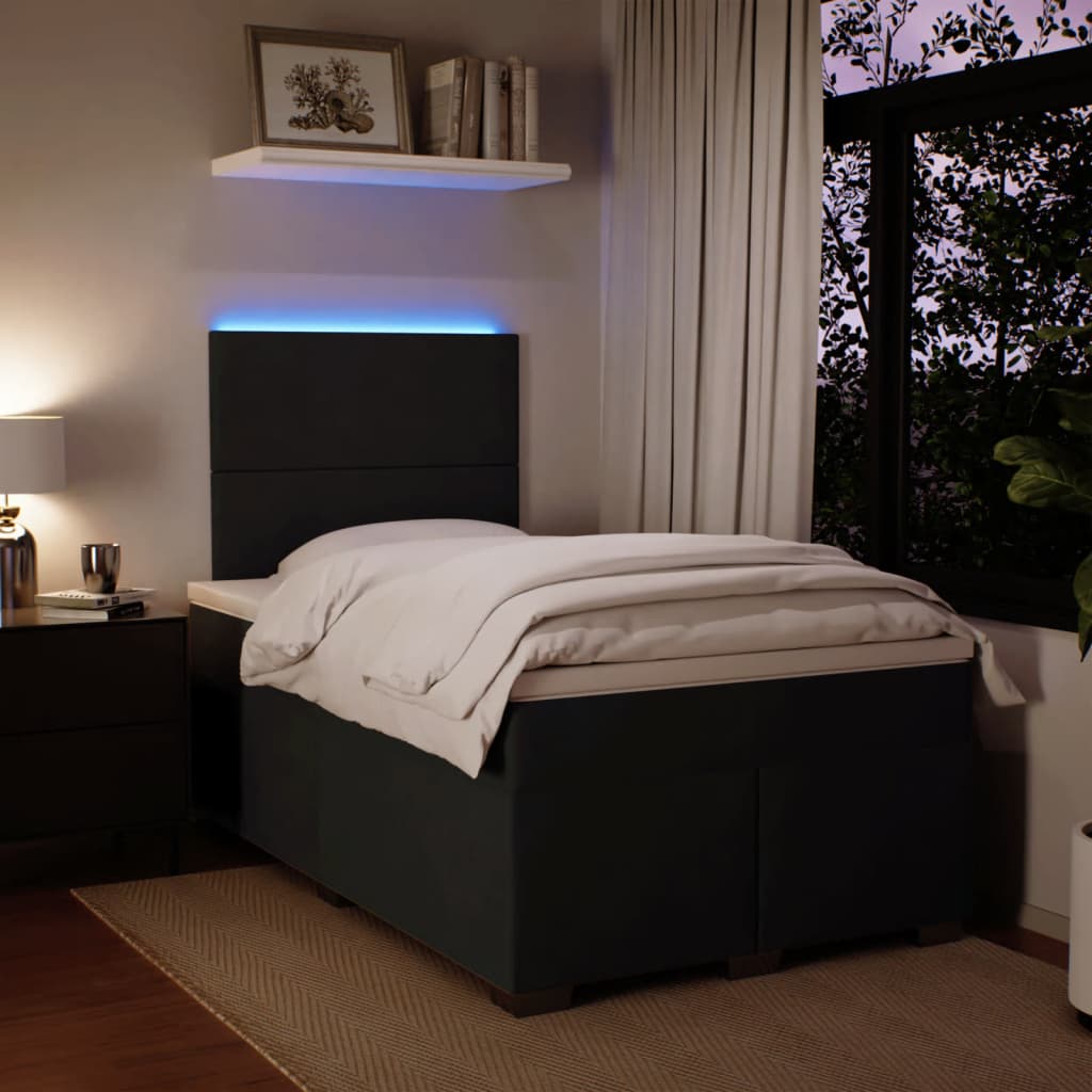 Pat box spring cu saltea, negru, 120x190 cm, catifea GartenMobel Dekor