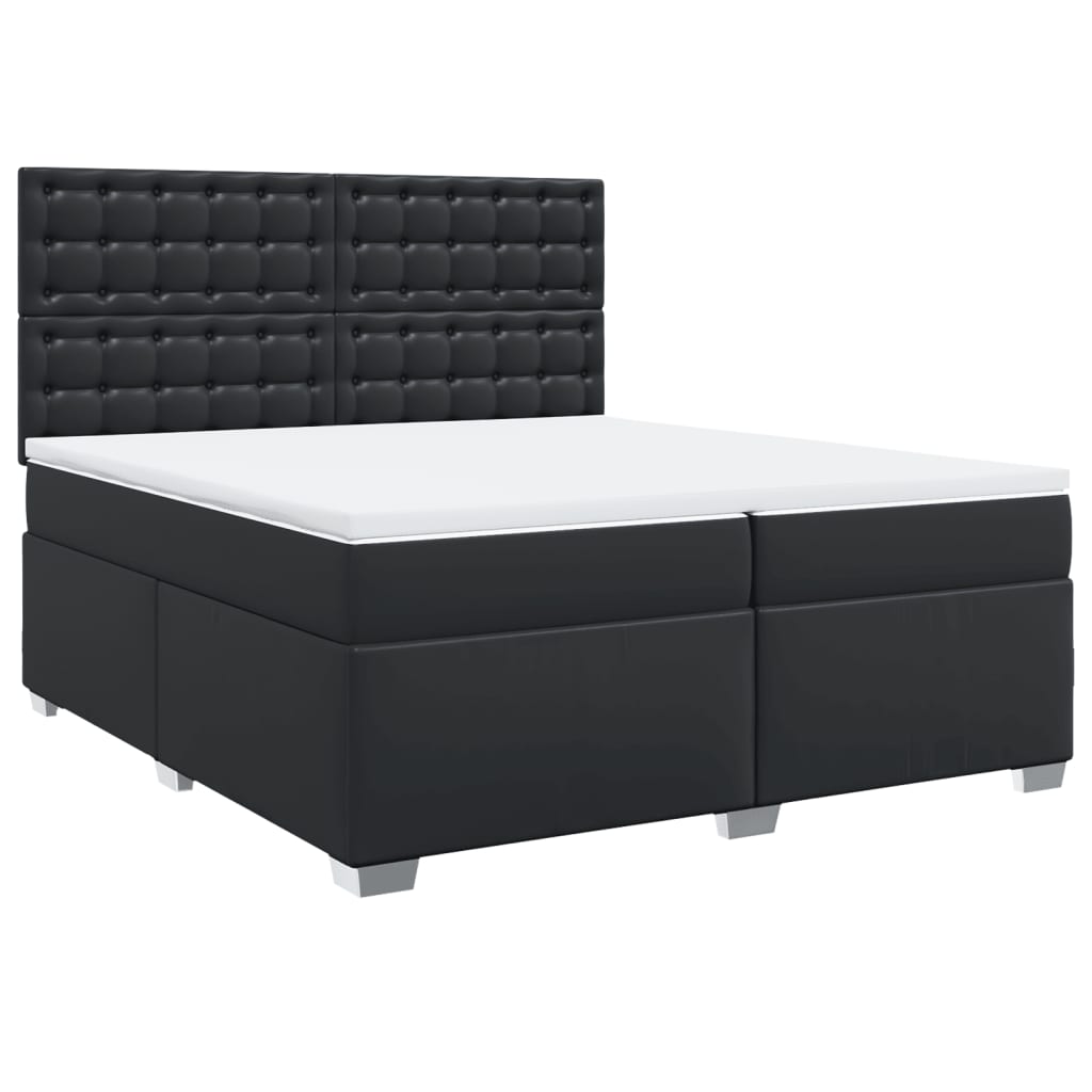 Pat box spring cu saltea, negru, 200x200 cm, piele ecologică GartenMobel Dekor
