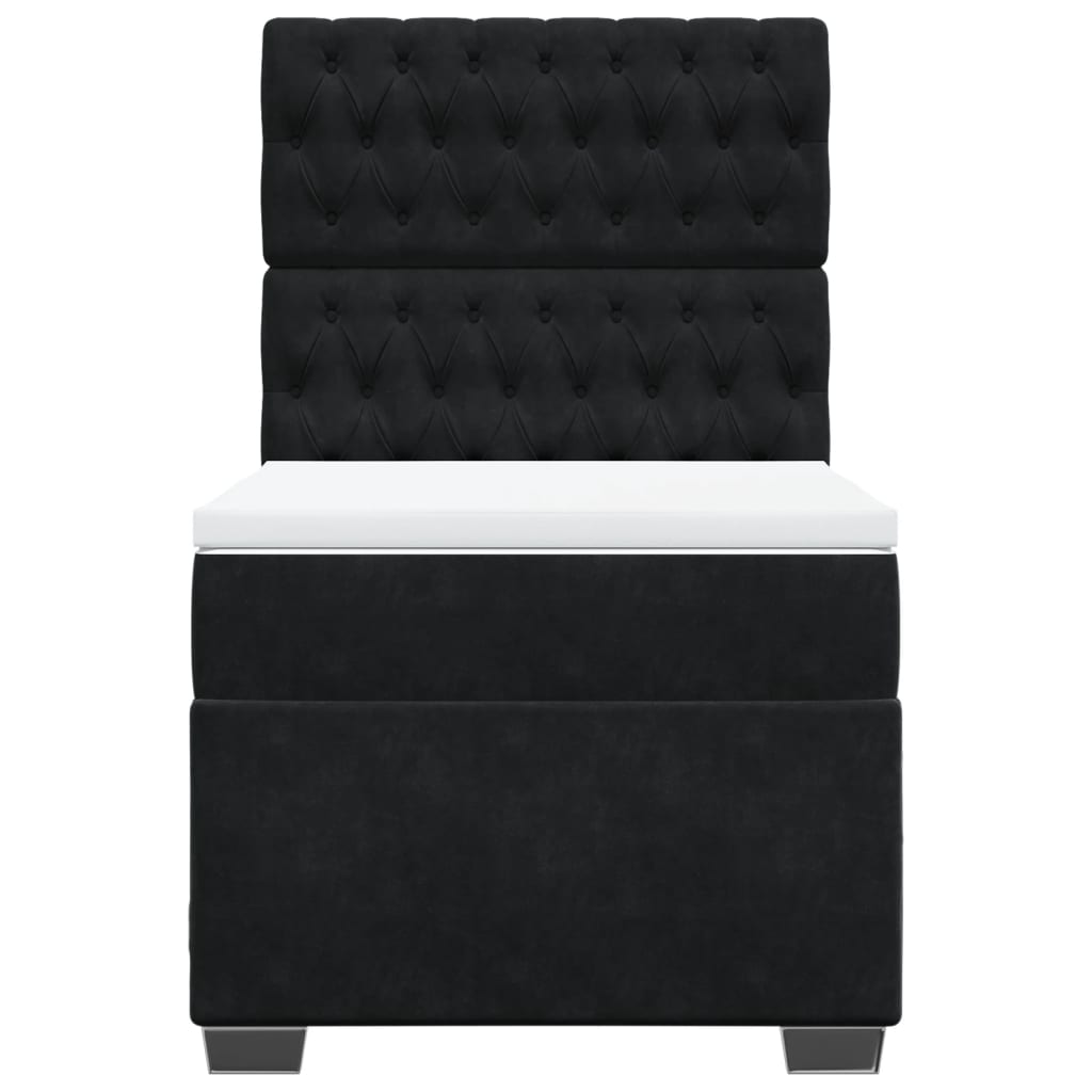 Pat box spring cu saltea, negru, 80x200 cm, catifea GartenMobel Dekor