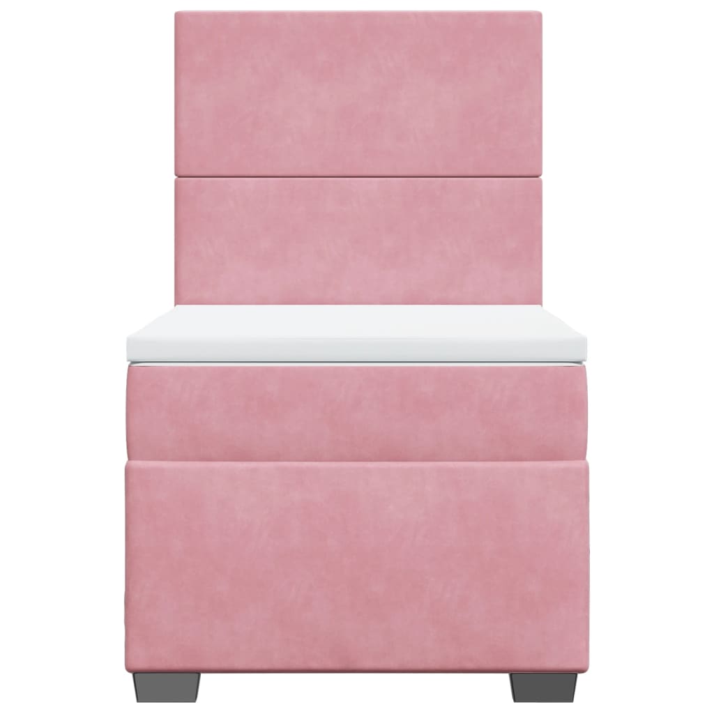 Pat box spring cu saltea, roz, 100x200 cm, catifea GartenMobel Dekor