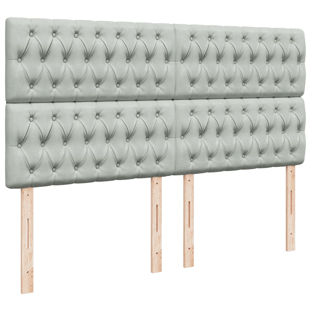 Pat box spring cu saltea, gri deschis, 200x200 cm, catifea GartenMobel Dekor