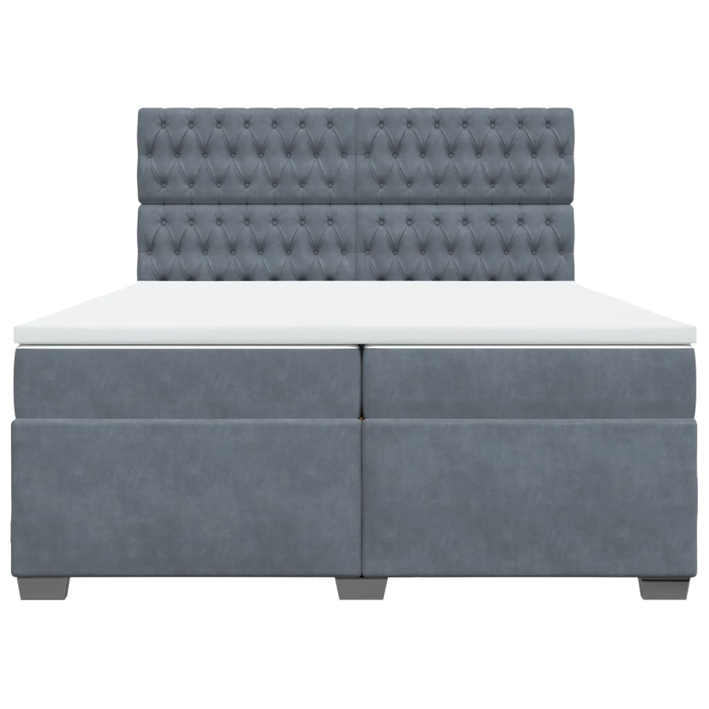 Pat box spring cu saltea, gri închis, 200x200 cm, catifea GartenMobel Dekor