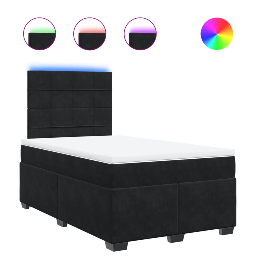 Pat box spring cu saltea, negru, 120x190 cm, catifea GartenMobel Dekor