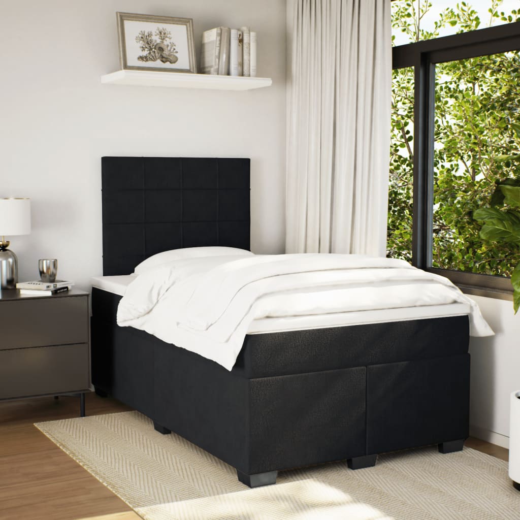 Pat box spring cu saltea, negru, 120x190 cm, catifea GartenMobel Dekor