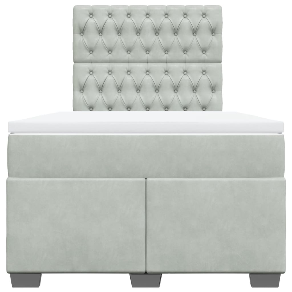 Pat continental cu saltea, gri deschis, 120x200 cm, catifea GartenMobel Dekor