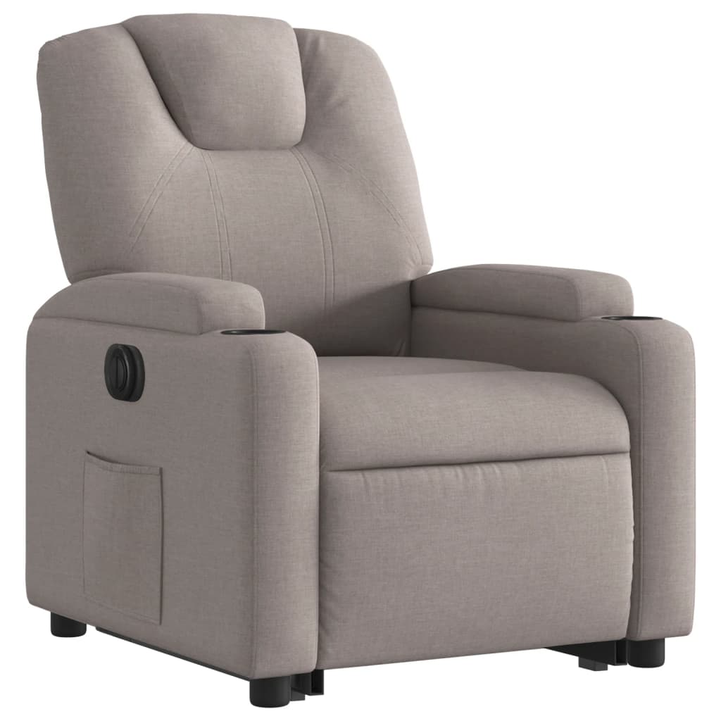 Fotoliu electric rabatabil cu ridicare, gri taupe, textil GartenMobel Dekor