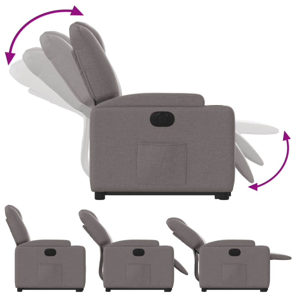 Fotoliu electric rabatabil cu ridicare, gri taupe, textil GartenMobel Dekor