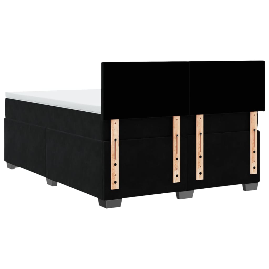 Pat box spring cu saltea, negru, 140x200 cm, catifea GartenMobel Dekor