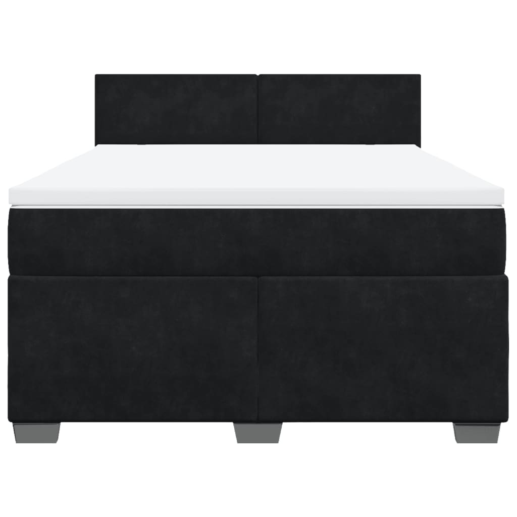 Pat box spring cu saltea, negru, 140x200 cm, catifea GartenMobel Dekor