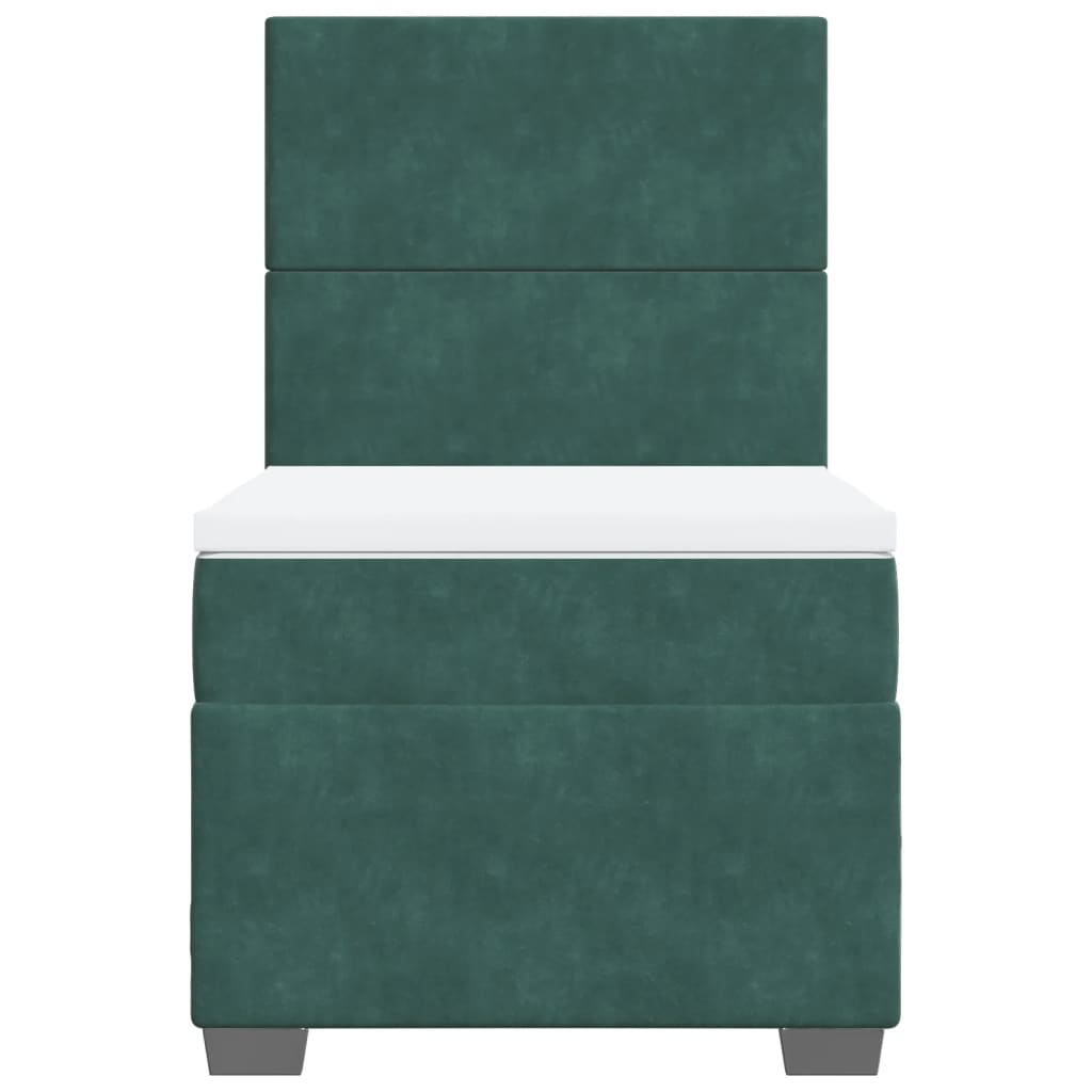 Pat box spring cu saltea, verde închis, 90x190 cm, catifea GartenMobel Dekor