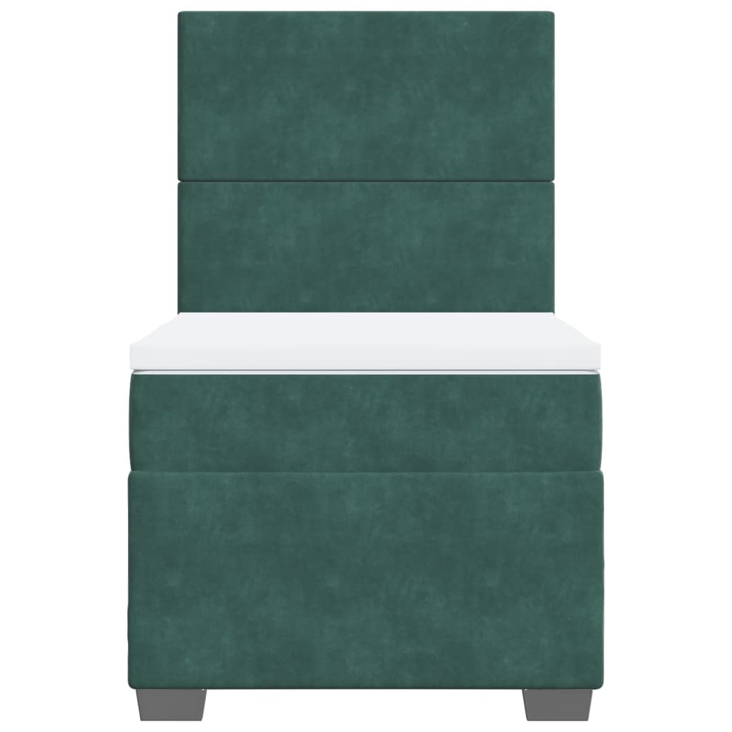 Pat box spring cu saltea, verde închis, 90x190 cm, catifea GartenMobel Dekor