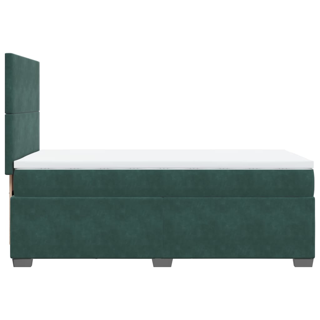 Pat box spring cu saltea, verde închis, 90x190 cm, catifea GartenMobel Dekor