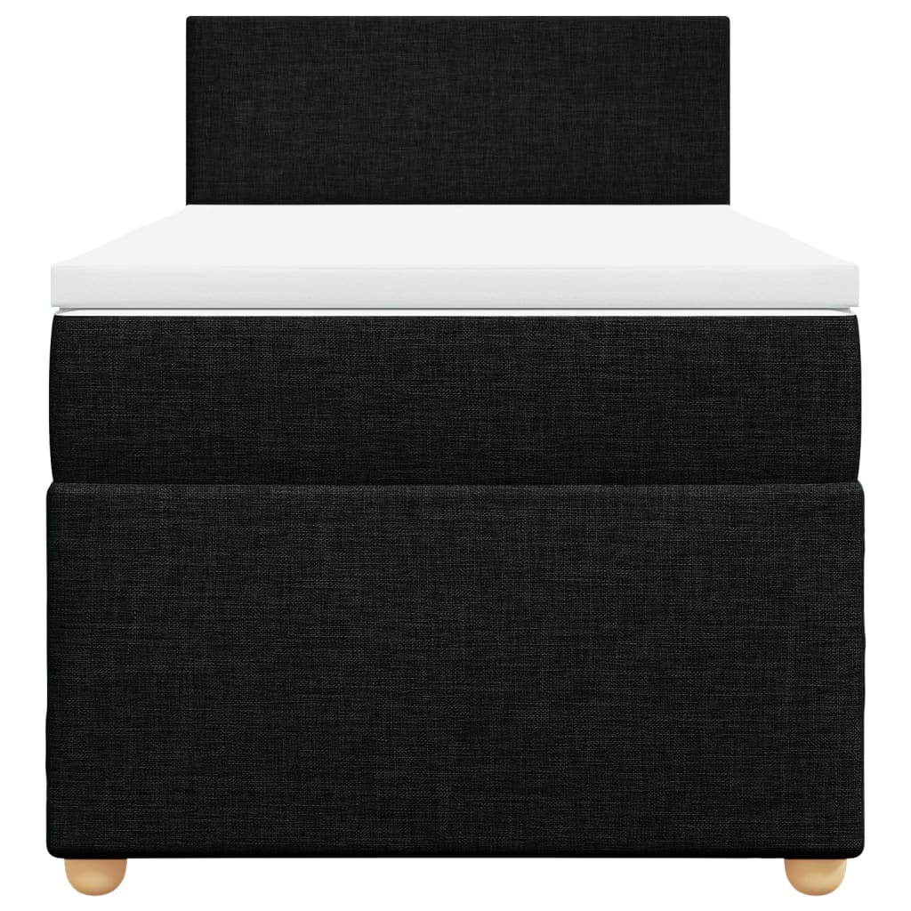 Pat cu arcuri cu saltea, negru, de o persoană, textil GartenMobel Dekor