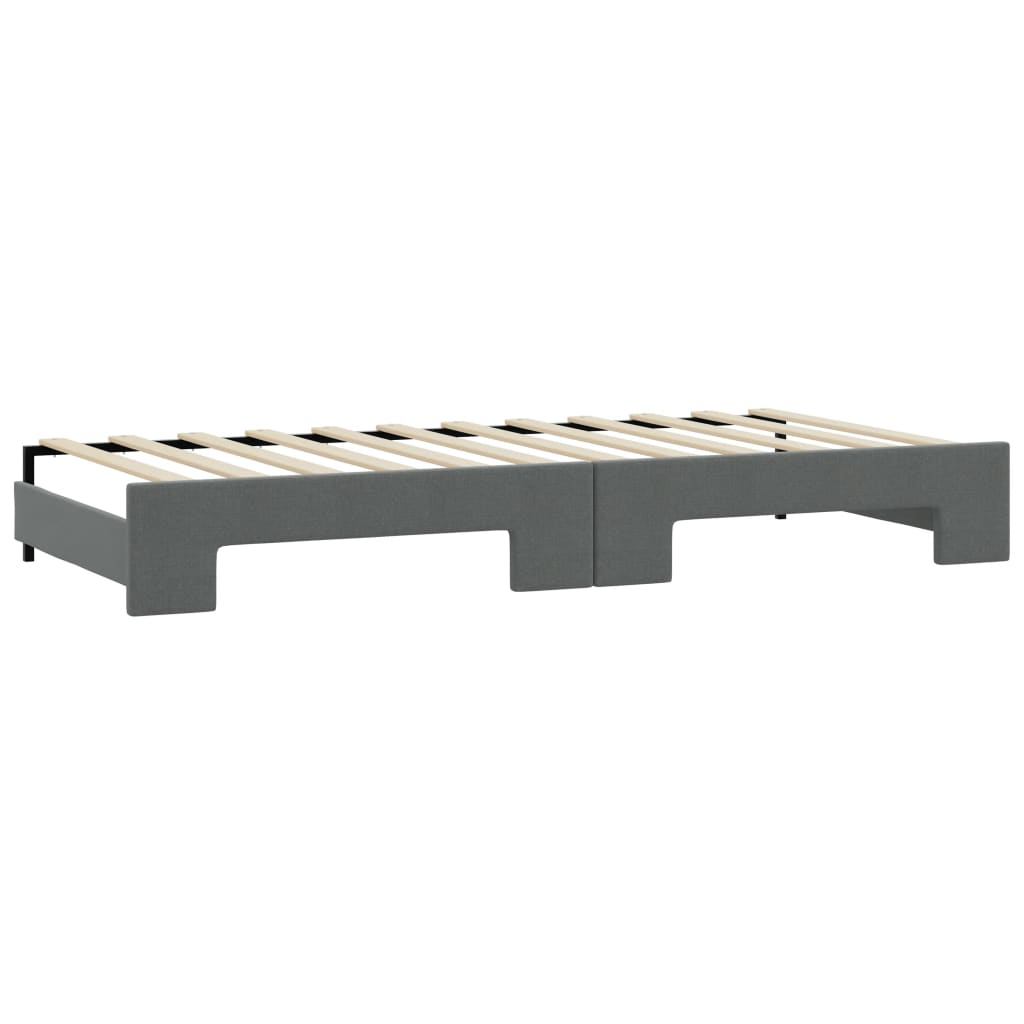 Pat de zi cu extensie și saltele, gri închis, 100x200 cm textil GartenMobel Dekor