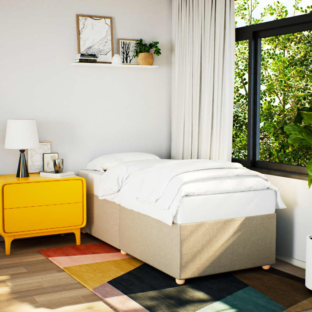 Cadru de pat, crem, 90x190 cm, material textil GartenMobel Dekor