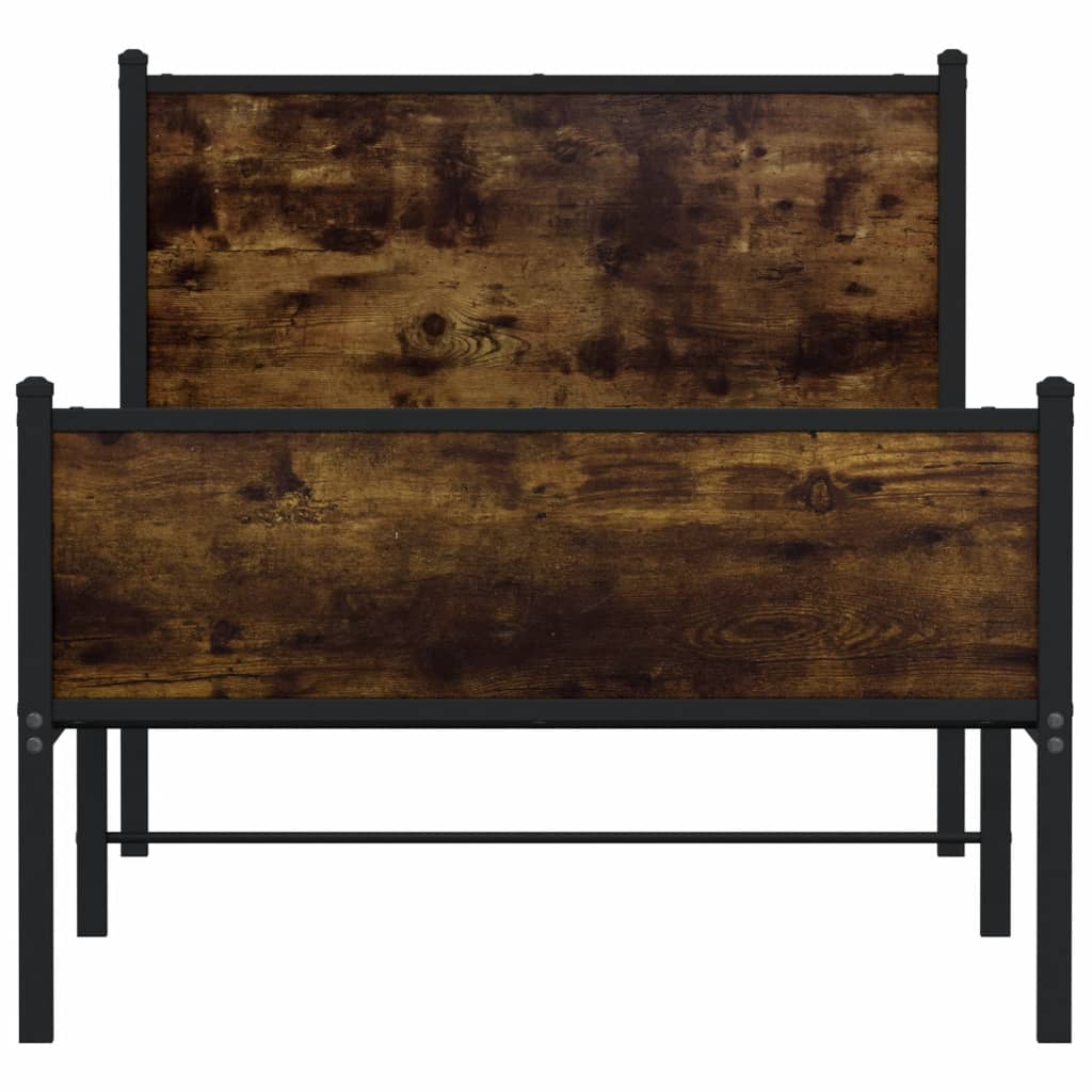 Cadru pat metalic tăblie cap/picioare, stejar fumuriu 90x190 cm GartenMobel Dekor