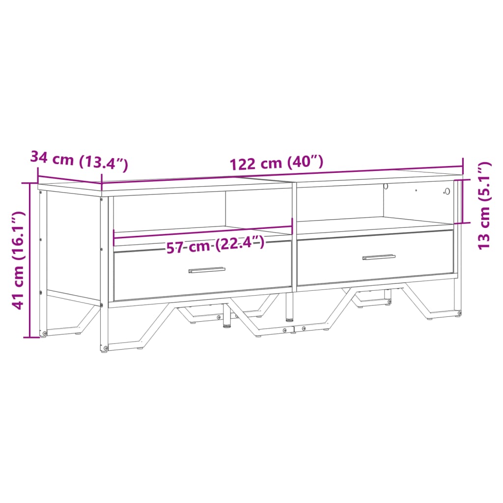 Dulap TV, negru, 122x34x41 cm, lemn prelucrat GartenMobel Dekor