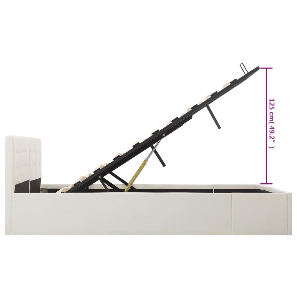 Cadru pat hidraulic, depozitare, alb, 180 x 200 cm, piele eco GartenMobel Dekor