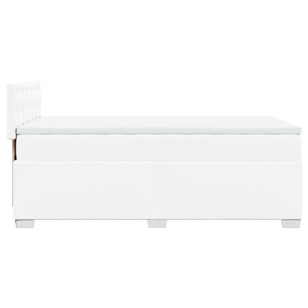 Pat box spring cu saltea, alb, 90x190 cm, piele ecologică GartenMobel Dekor