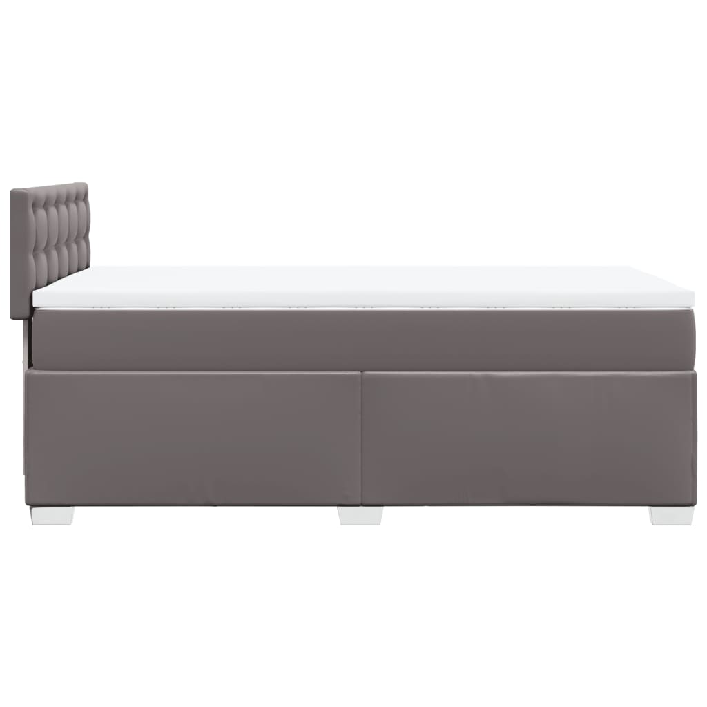 Pat box spring cu saltea, gri, 90x190 cm, piele ecologică GartenMobel Dekor