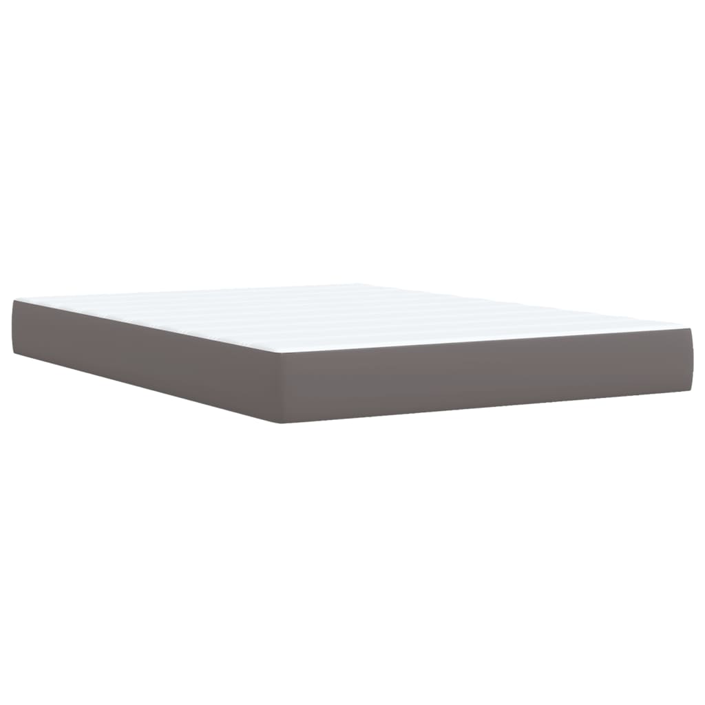 Pat box spring cu saltea, gri, 140x200 cm, piele ecologică GartenMobel Dekor