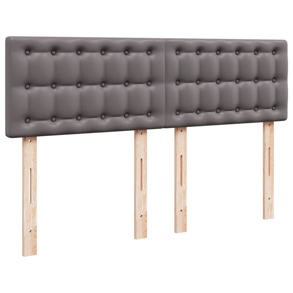 Pat box spring cu saltea, gri, 140x200 cm, piele ecologică GartenMobel Dekor