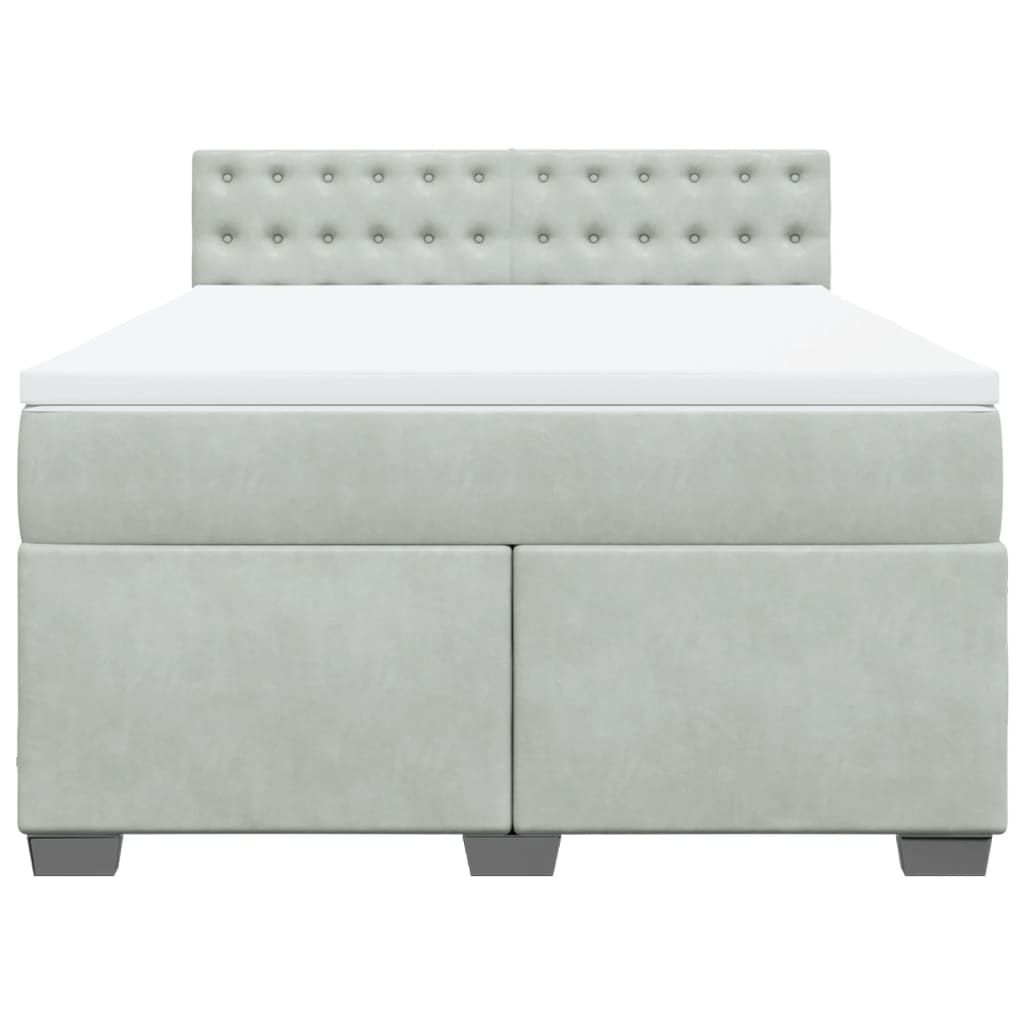 Pat box spring cu saltea, gri deschis, 140x200 cm, catifea GartenMobel Dekor