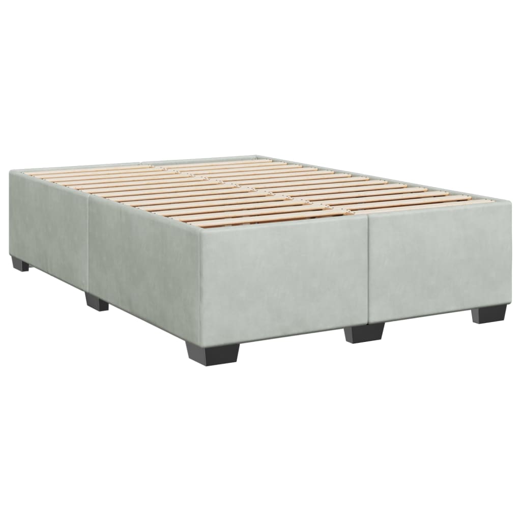 Pat box spring cu saltea, gri deschis, 140x200 cm, catifea GartenMobel Dekor