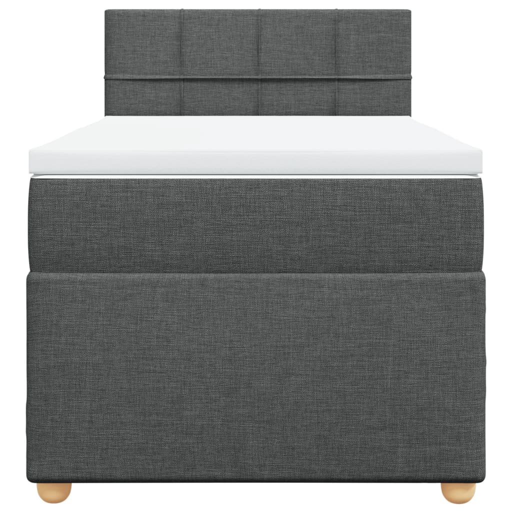 Pat box spring cu saltea, gri închis, 90x190 cm, textil GartenMobel Dekor