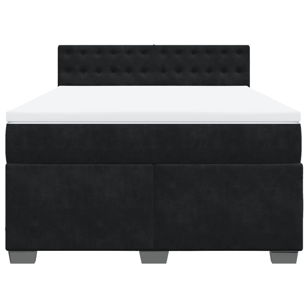 Pat box spring cu saltea, negru, 160x200 cm, catifea GartenMobel Dekor