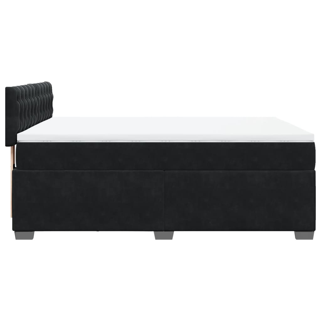 Pat box spring cu saltea, negru, 160x200 cm, catifea GartenMobel Dekor