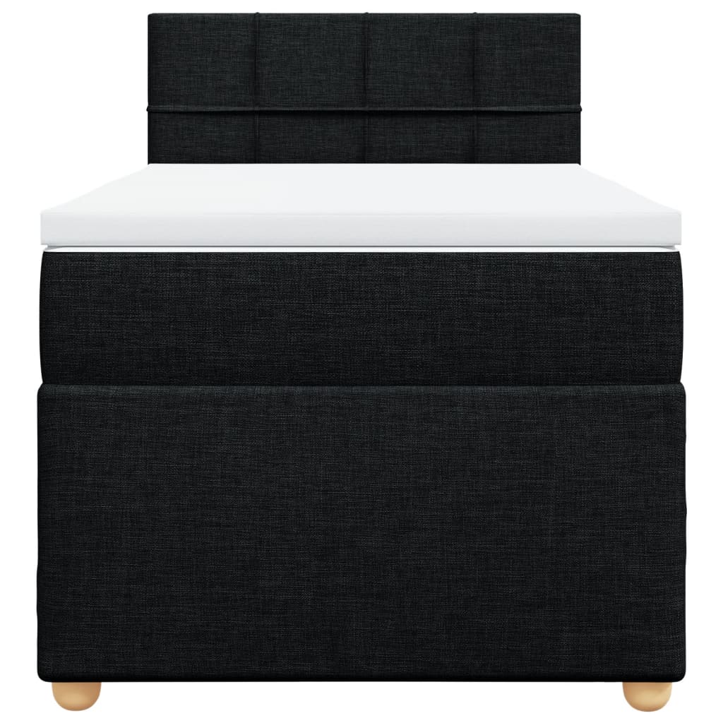 Pat box spring cu saltea, negru, 90x190 cm, textil GartenMobel Dekor